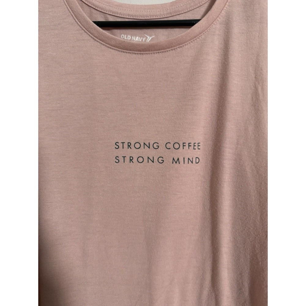 Old Navy Active Tank Shirt Women's Sz M Pink Strong Coffee Strong Mind Go Dry